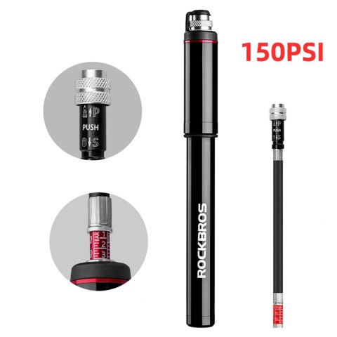 Mini pompka rowerowa Rockbros SMART-B 150 PSI do wentyli Presta i Schrader - czarna