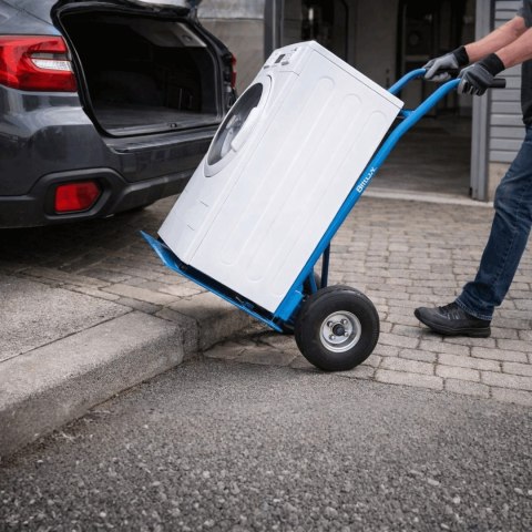 Wózek magazynowy transportowy 200kg stalowy koła pneumatyczne magazyn ogród