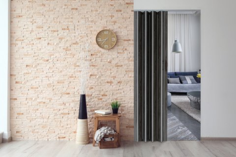 Drzwi harmonijkowe 001P DĄB GRAFIT MAT - 90 cm