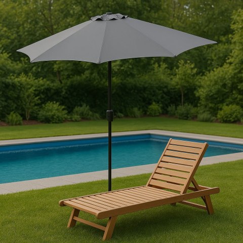 Duży parasol ogrodowy skośny łamany z korbą 6 żeber szary 270 cm MultiGarden