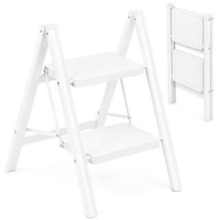 Drabinka 2-stopniowa metalowa EASYSTEP składana WHITE
