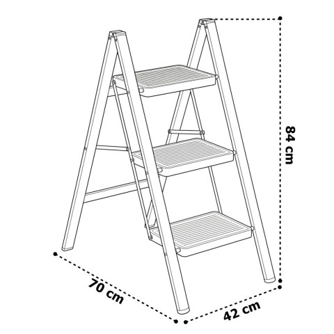 Drabinka 3-stopniowa metalowa EASYSTEP składana WHITE