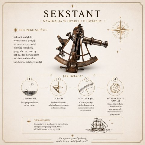 Sekstans Mosiężny w Pudełku Drewnianym - Replika - NC1517