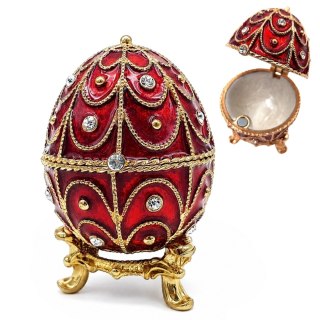 Ekskluzywna metalowa szkatułka z kryształkami - Jajo Fabergé - B0748-17 RD