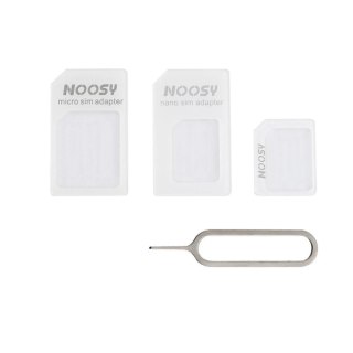 Zestaw adapterów Noosy do kart SIM + kluczyk - biały