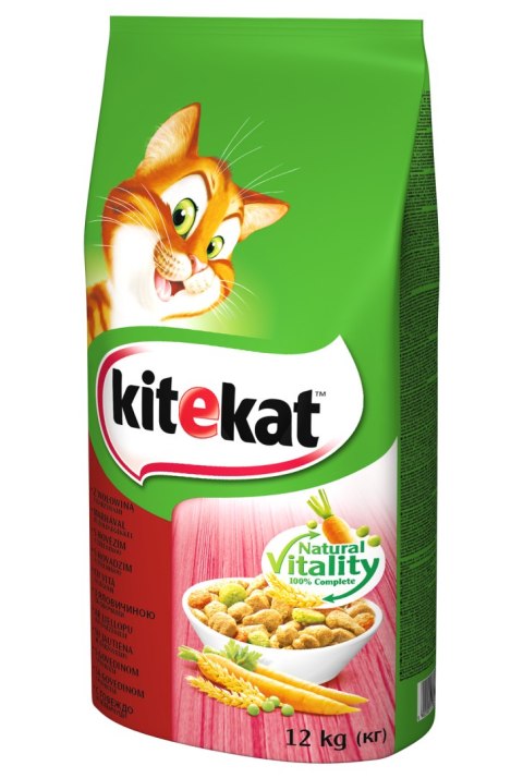 KITEKAT Sucha Karma Dla Kotów Z Wołowiną I Warzywami 12kg