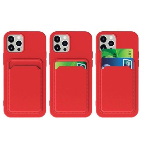 Card Case silikonowe etui portfel z kieszonką na kartę dokumenty do Samsung Galaxy A42 5G fioletowy