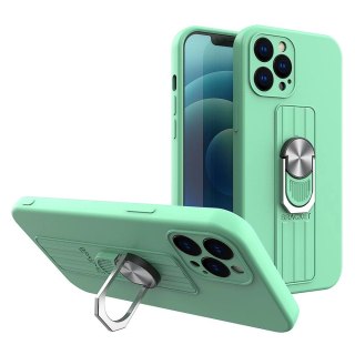 Ring Case silikonowe etui z uchwytem na palec i podstawką do Samsung Galaxy A42 5G miętowy