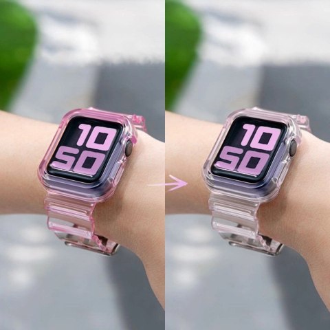 Silikonowa opaska pasek bransoleta bransoletka etui Strap Light Set do zegarka Apple Watch 42 mm - żółta
