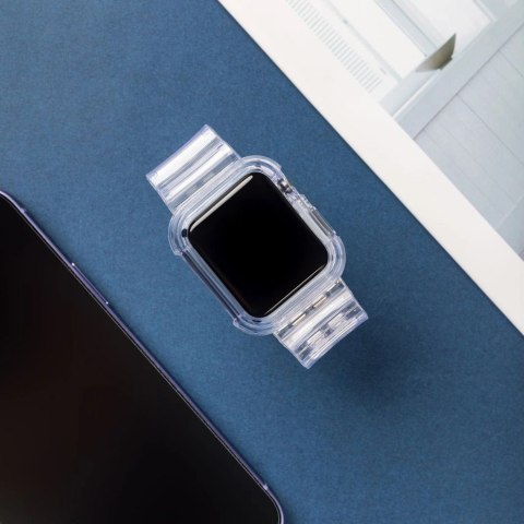 Silikonowa opaska pasek bransoleta bransoletka etui Strap Light Set do zegarka Apple Watch 44 mm - fioletowa