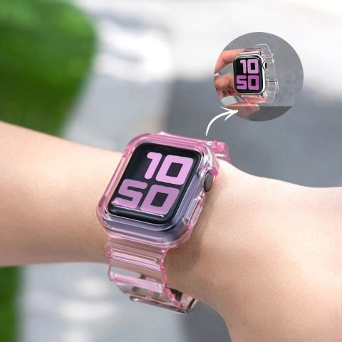 Silikonowa opaska pasek bransoleta bransoletka etui Strap Light Set do zegarka Apple Watch 44 mm - fioletowa
