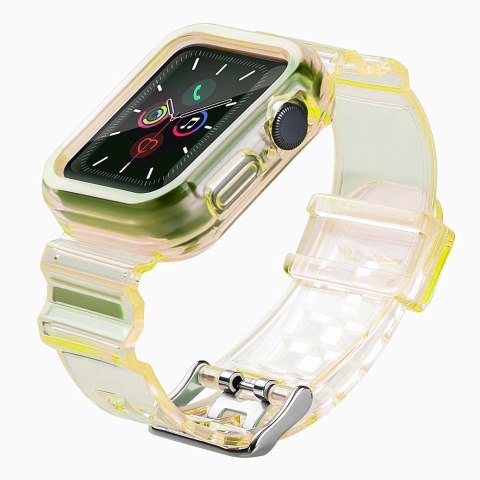 Silikonowa opaska pasek bransoleta bransoletka etui Strap Light Setdo zegarka Apple Watch 44 mm- żółta