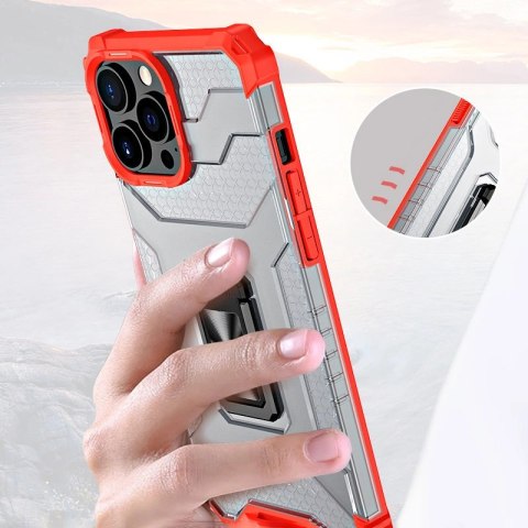 Crystal Ring Case pancerne hybrydowe etui pokrowiec + magnetyczny uchwyt iPhone 13 Pro Max czerwony