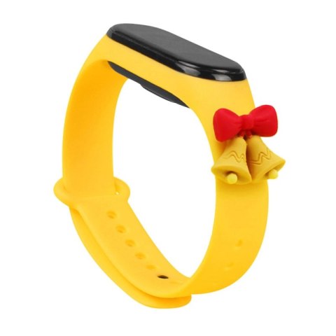 Opaska Strap Xmas do Xiaomi Mi Band 5 / 6 świąteczny silikonowy pasek bransoletka z dzwonkami - żółta