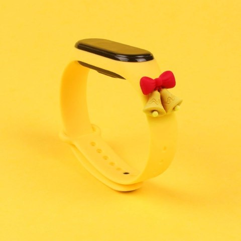 Opaska Strap Xmas do Xiaomi Mi Band 5 / 6 świąteczny silikonowy pasek bransoletka z dzwonkami - żółta