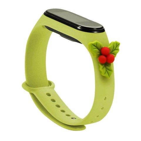 Opaska Strap Xmas do Xiaomi Mi Band 5 / 6 świąteczny silikonowy pasek bransoletka z jemiołą - zielona