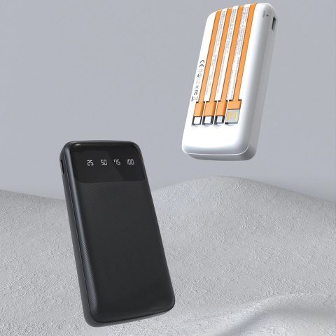 Dudao K6Pro uniwersalny powerbank 10000mAh z kablem USB, USB Typ C, Lightning biały (K6Pro-white)