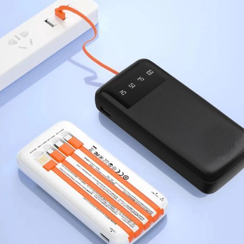 Dudao K6Pro uniwersalny powerbank 10000mAh z kablem USB, USB Typ C, Lightning czarny (K6Pro-black)