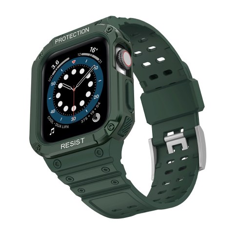 Pasek z etui ochronnym Protect Strap Band do Apple Watch 42 / 44 / 45 mm opaska obudowa pancerna - zielony