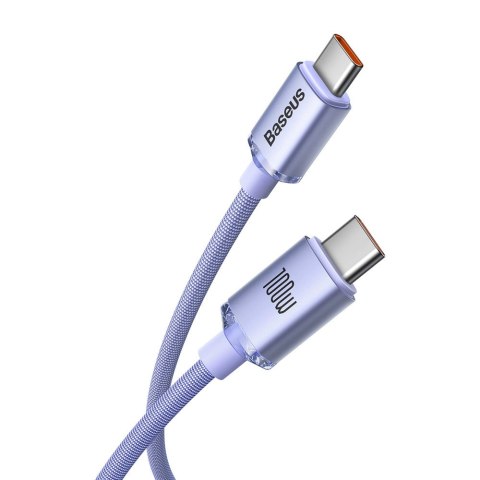 Kabel Baseus CAJY000605 USB-C - USB-C PD 100W 5A 480Mb/s 1,2m - fioletowy