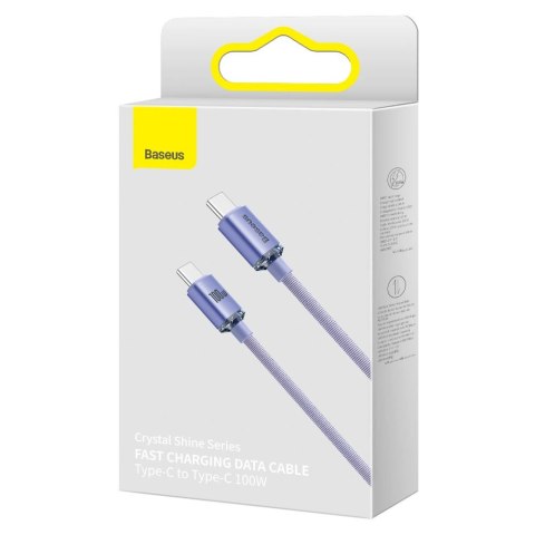 Kabel Baseus CAJY000605 USB-C - USB-C PD 100W 5A 480Mb/s 1,2m - fioletowy