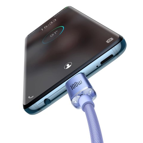 Kabel Baseus CAJY000705 USB-C - USB-C PD QC 100W 5A 480Mb/s 2m - fioletowy