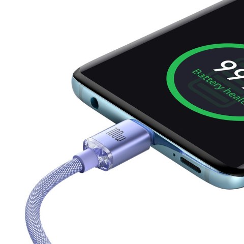 Kabel Baseus CAJY000705 USB-C - USB-C PD QC 100W 5A 480Mb/s 2m - fioletowy