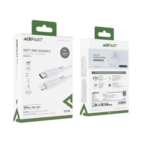 Kabel Acefast C3-01 Lightning - USB-C PD 30W 3A 480Mb/s 1,2m - biały