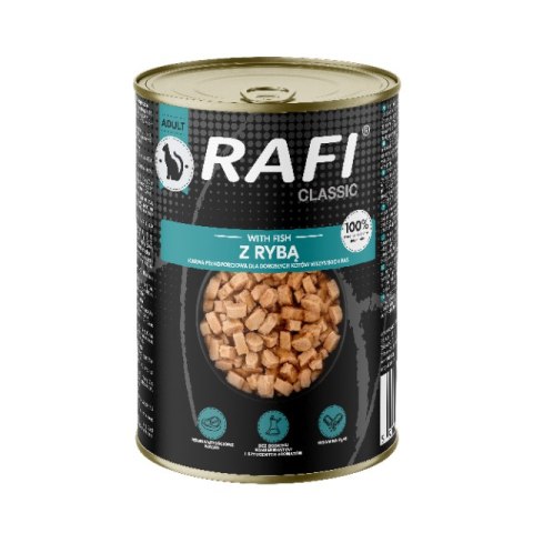 RAFI Cat karma mokra dla dorosłych kotów, kawałki mięsa i ryb, puszka 415 g
