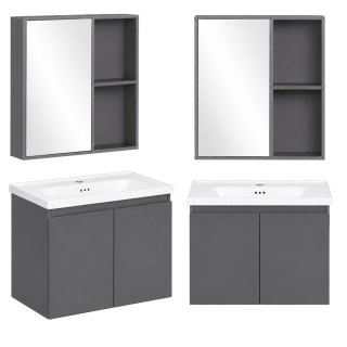 Szafka łazienkowa wisząca z umywalką + lustro zestaw mebli ModernHome
