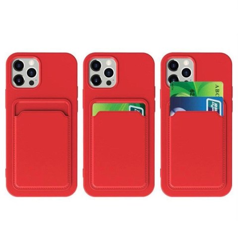 Card Case silikonowe etui portfel z kieszonką na kartę dokumenty do Samsung Galaxy A73 biały