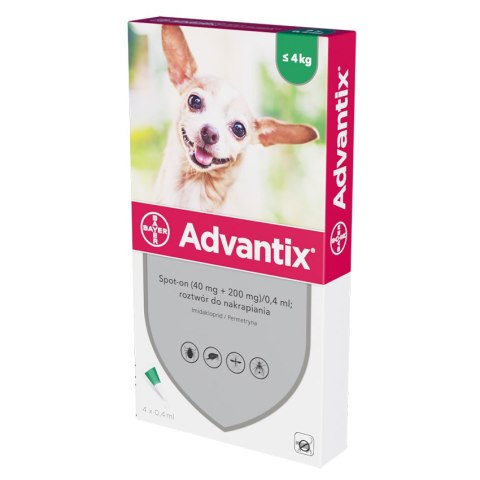 Bayer Advantix Krople Na Kleszcze I Pchły 4x0,4ml