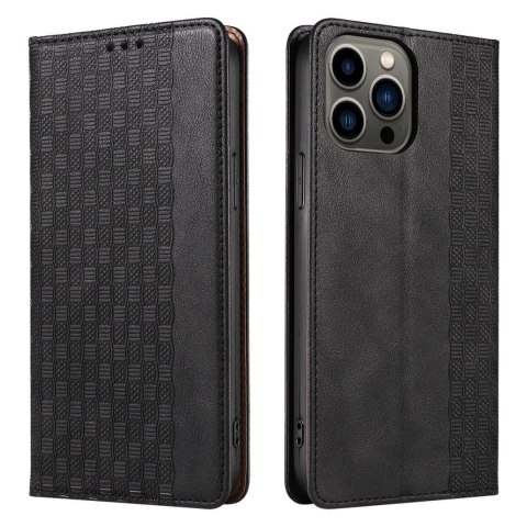 Magnet Strap Case etui do iPhone 13 Pro Max pokrowiec portfel + mini smycz zawieszka czarny