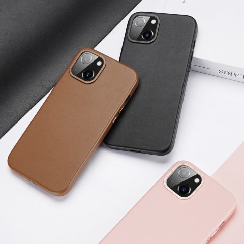 Dux Ducis Grit skórzane etui do iPhone 14 Plus elegancki pokrowiec ze sztucznej skóry (kompatybilne z MagSafe) różowy