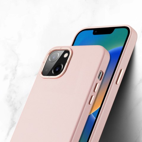 Dux Ducis Grit skórzane etui do iPhone 14 Plus elegancki pokrowiec ze sztucznej skóry (kompatybilne z MagSafe) różowy