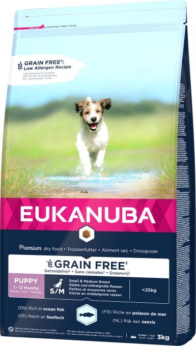 Eukanuba Puppy&Junior Small/Medium Grain Free Łosoś 3kg