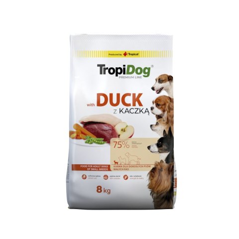 Tropidog Premium Adult Small Breeds Z Kaczką I Ryżem 8kg