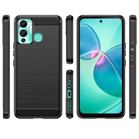 Carbon Case etui do Infinix Hot 12 Play NFC / Hot 12 Play elastyczny silikonowy karbonowy pokrowiec czarne