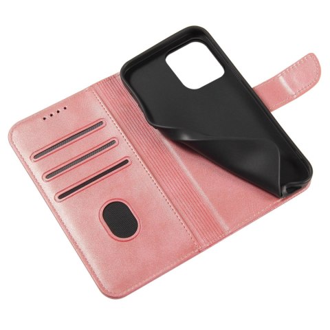 Etui portfel z klapką podstawką do iPhone 15 Pro Magnet Case - różowe