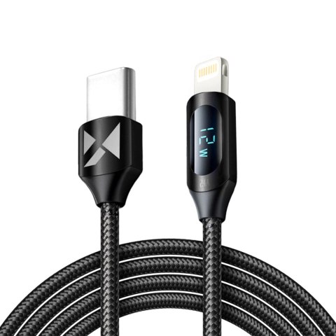 Kabel Wozinsky WUCLC2 Lightning - USB-C 36W 480Mb/s 2m z wyświetlaczem - czarny