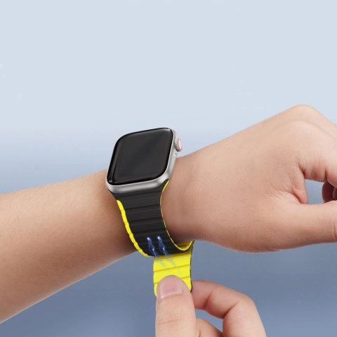 Magnetyczny pasek Apple Watch SE, 9, 8, 7, 6, 5, 4, 3, 2, 1 (41, 40, 38 mm) Dux Ducis Strap (LD Version) - czarno-żółty