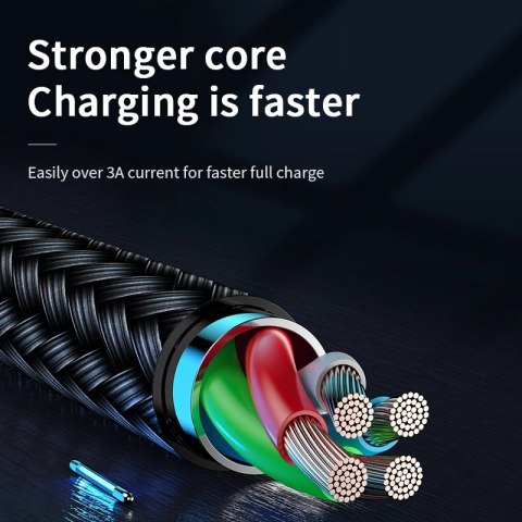Kabel Joyroom Sharp Series S-M411 USB-A / micro USB 3A 1.2m ze wskaźnikiem ładowania - czarny