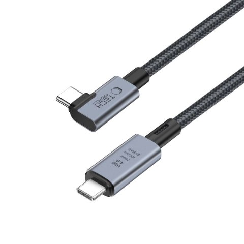 Kabel Tech-Protect UltraBoost Max L USB-C 4.0 (prosty) / USB-C 4.0 (kątowy) PD 240W 8K 40Gbps 1.5m - szary