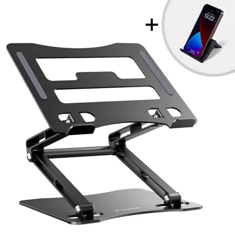 Podstawka pod laptopa, tablet Wozinsky WRS-CPY75DSB aluminiowa + Gratis! podstawka do smartfona - czarna