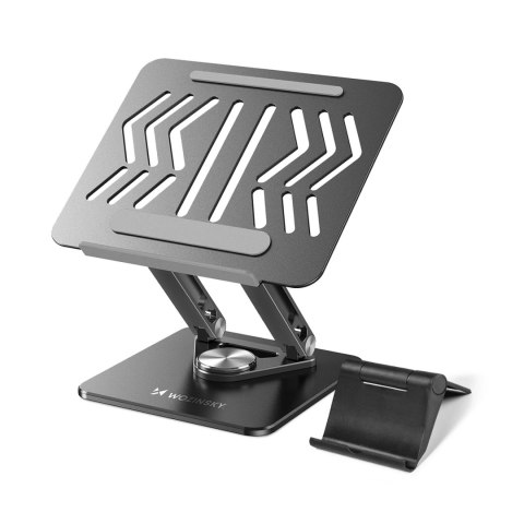 Podstawka pod laptopa, tablet Wozinsky WRS-CPY84SB 360 aluminiowa + Gratis! podstawka do smartfona - czarna