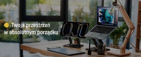 Podstawka pod laptopa, tablet Wozinsky WRS-CPY84SB 360 aluminiowa + Gratis! podstawka do smartfona - czarna