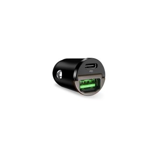 Ładowarka samochodowa Puro Mini 30W Power Delivery USB-C USB-A - czarna