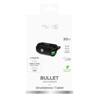 Ładowarka samochodowa Puro Mini 30W Power Delivery USB-C USB-A - czarna