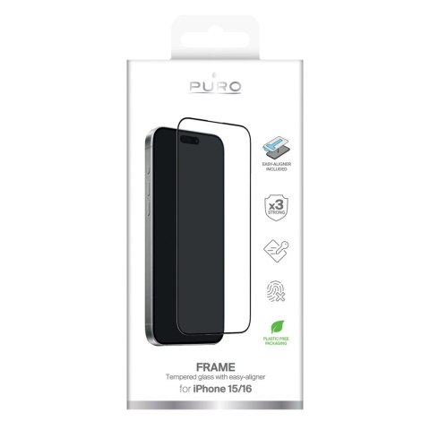 Szkło hartowane Puro Frame Tempered Glass z ramką do iPhone 16