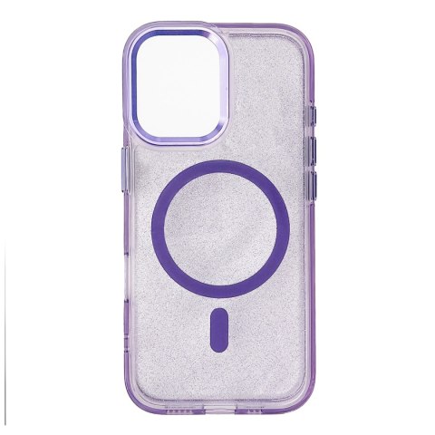 Etui Wozinsky Glitter Case MagSafe na Samsung Galaxy S24 FE - fioletowe z brokatem